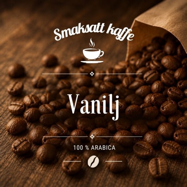 Vanilj är ett mellanrostat smaksatt kaffe av 100 % Arabica med rund vaniljsmak och fyllig kaffekaraktär. Mjukt, lent och välbalanserat.