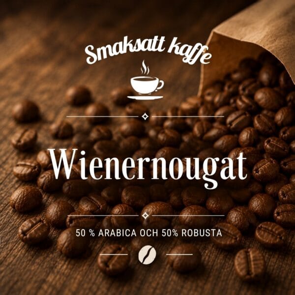 Wienernougat är ett fylligt mellanrostat kaffe med Arabica och Robusta och smak av krämig nougat, hasselnöt, mörk choklad och en lätt ton av kanel.