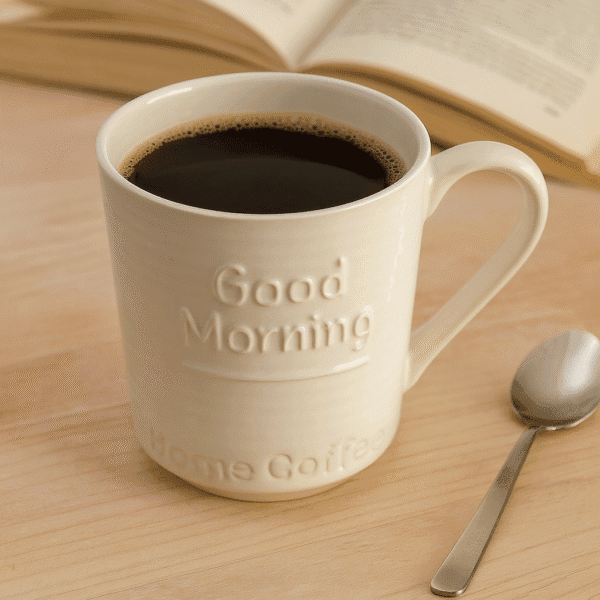 Starta dagen med en mugg som hälsar dig välkommen till morgonen. Denna vita keramikmugg har en inbjudande design med texten Good Morning i relief.