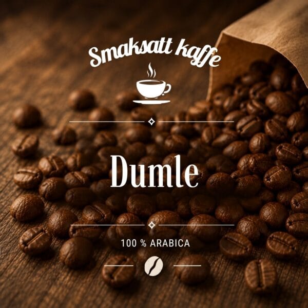 Dumle är ett mellanrostat smaksatt kaffe av 100 % Arabica med mjuk smak av krämig karamell och smörkola. Rund och härligt len med fin sötma.