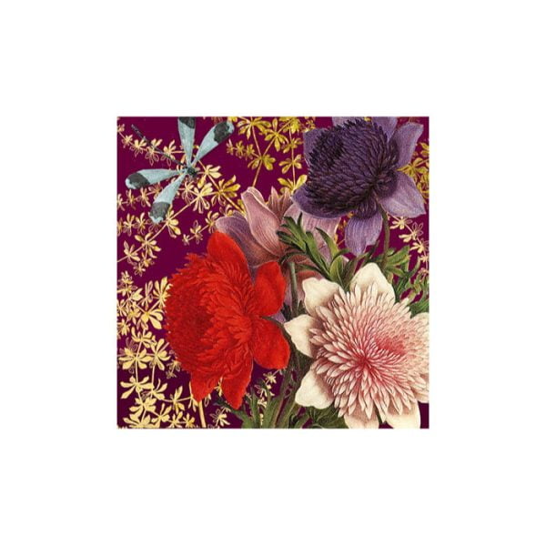 Servett purpur blommor 33x33 cm 20-pack