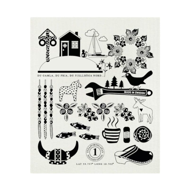 Miljövänlig disktrasa från Anneko Design Sweden, designad och tillverkad i Sverige. Trasan tål kokning och är tvättäkta i 90°, den tål att tvättas både i diskmaskin och tvättmaskin. Mått 17×20 cm.