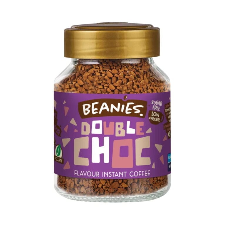 Double-Choc-Beanies Choklad när som helst på dan? Ja visst! När du längtar efter den där chokladiga smaken men inte vill stoppa i dig onyttigheter. Snabbkaffe från Beanies med rik smak av choklad.