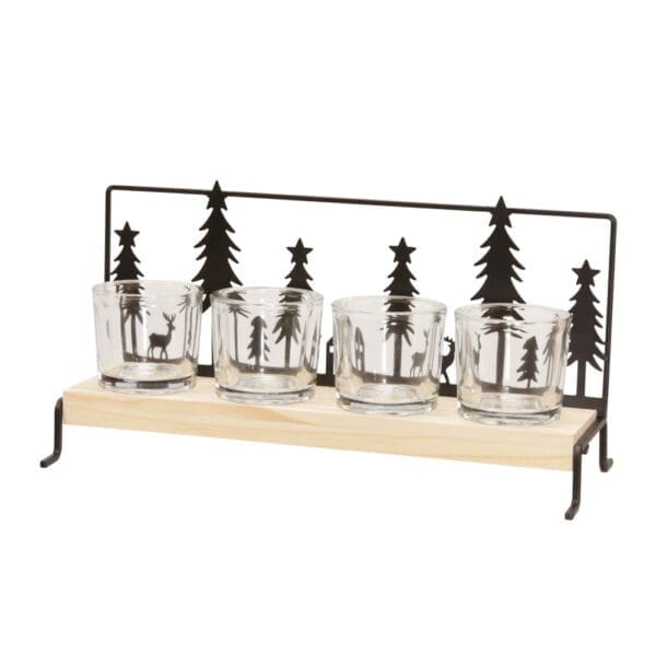 4 st ljuslyktor med vinterlandskap i silhuett 31 cm