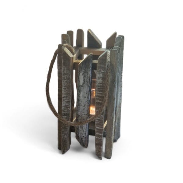 Lykta Driftwood trä/glas 31 cm