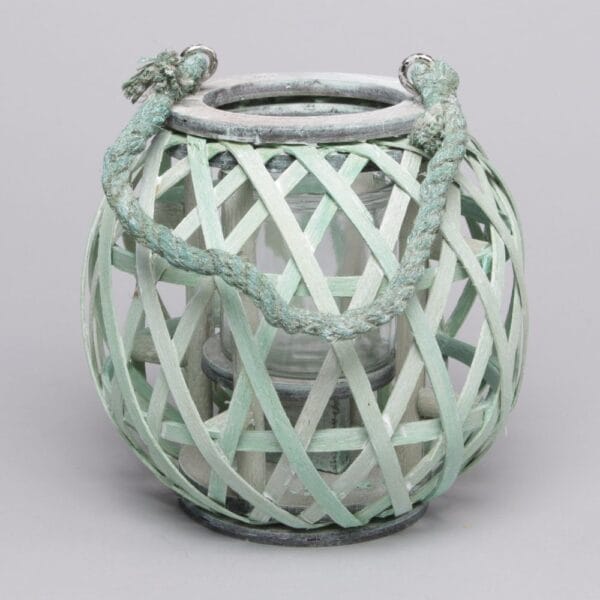 Ljuslykta grön med rephandtag, rund