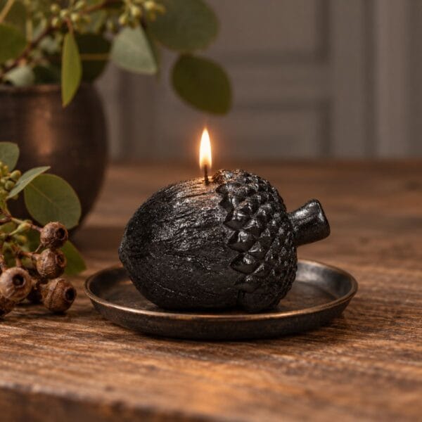 Figurljus Ekollon svart 13 cm