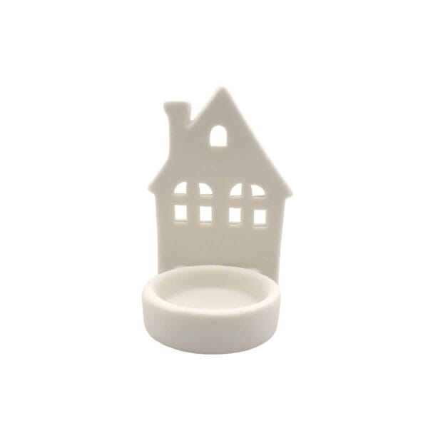 Ljuslykta Hus vit keramik 10 cm