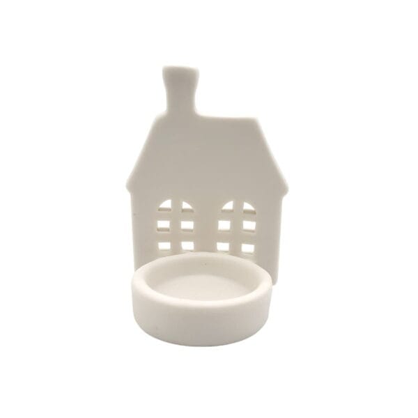 Ljuslykta Hus vit keramik 10 cm