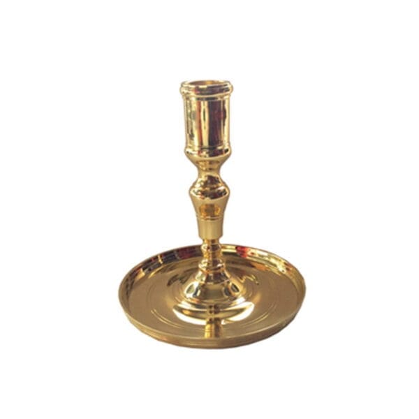 Ljusstake i mässing svensk senbarockmodell från 1600-talets slut H 14 cm