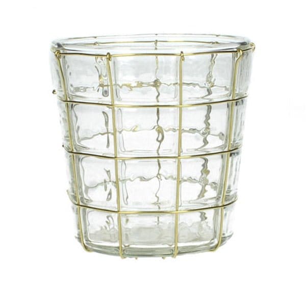 Ljuslykta glas metalltråd guld 9 cm
