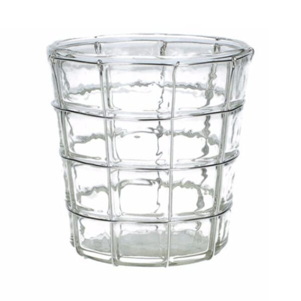 Ljuslykta glas metalltråd silver 9 cm