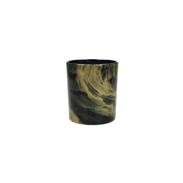 Ljuslykta svart/guld H 10 cm