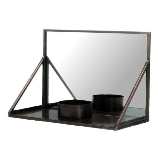 Ljushållare med spegel, mörk metall