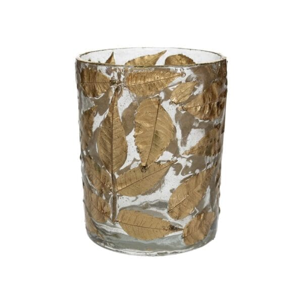 Ljuslykta med ingjutna växter H 13 cm