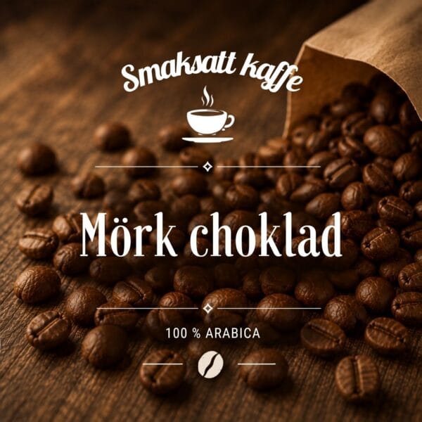 Mörk choklad är ett smaksatt kaffe av 100 % Arabica med intensiva kakaotoner och djup smak av mörk choklad. Fylligt, sammetslent och smakrikt.