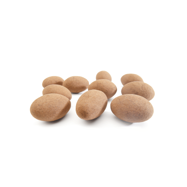 Mandlar dragerade med mjölkchoklad och kakaopulver. En rund och fyllig smakupplevelse där chokladens djup möter mandelns naturliga krispighet. Perfekt till en kopp kaffe!