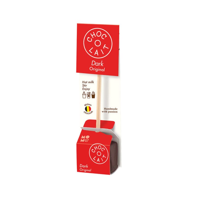54021 Varm choklad på pinne med belgisk mörk choklad (51 % kakao). Fyllig, len och intensiv. Rör ner i varm mjölk för en riktig chokladupplevelse.