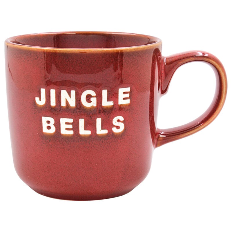 LP54606 Julmugg Jingle Bells i röd keramik från Lesser & Pavey. Festlig text och klassisk stil – lika fin som present som i julens dukning.
