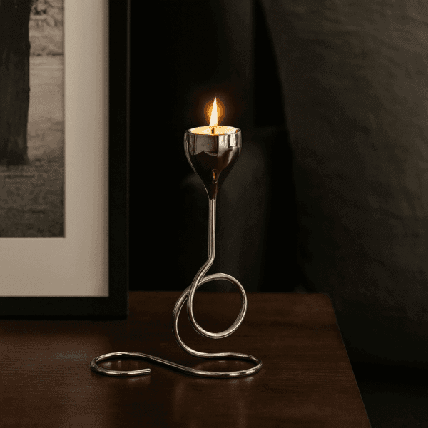 Ljusstake värmeljus silver 24,5 cm