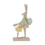 Träkaniner 32 cm i mjuka pasteller. Dekorativ påskfigur i trä som sprider vårkänsla, fina i fönster eller på bord.