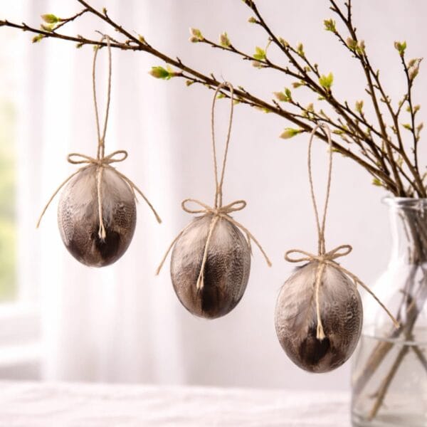 Hängdekorationer Fjäderägg tonade 3-pack