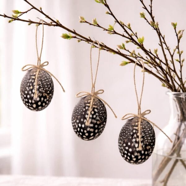 Hängdekorationer Fjäderägg spräckliga 3-pack