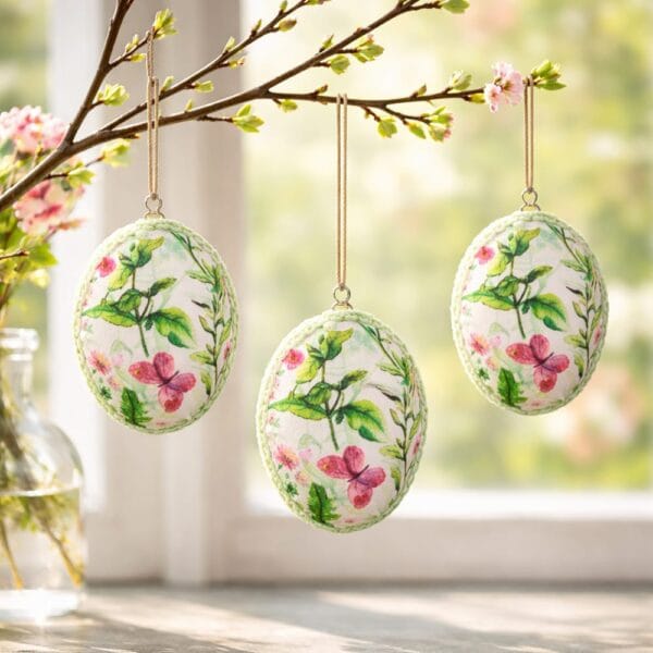 Hängdekorationer ägg grön/rosa 4-pack