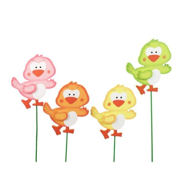Blompinne i trä kyckling, 4 st/set