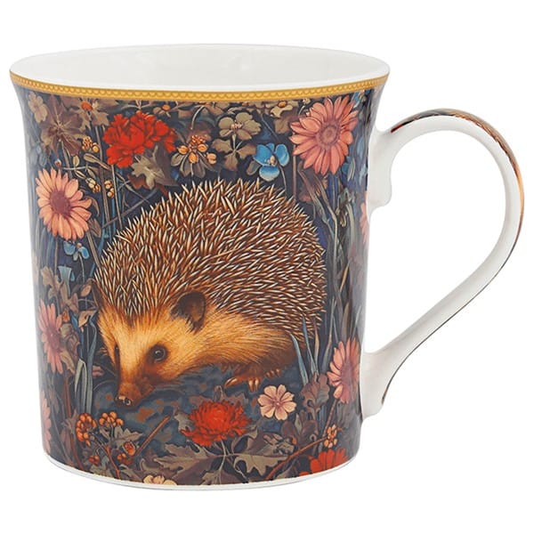 William Morris Wildlife mugg i fine china med detaljrikt djurmotiv. Rymmer 300 ml, tål diskmaskin och mikro. Levereras i dekorativ presentkartong.