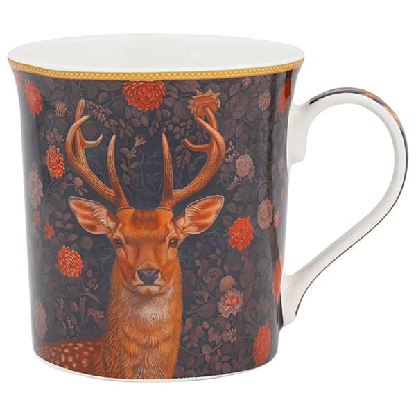 William Morris Wildlife mugg i fine china med detaljrikt djurmotiv. Rymmer 300 ml, tål diskmaskin och mikro. Levereras i dekorativ presentkartong.